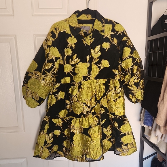 Anthropologie The Bettina Tiered Shirt Dress Minu Jacquard Edition Small - Picture 4 of 10